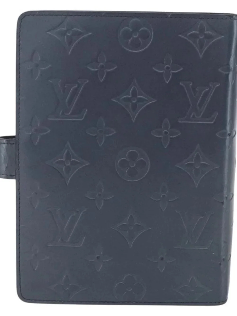 LOUIS VUITTON Monogram Mat Agenda MM Day Planner Cover Navy LV Auth 164300